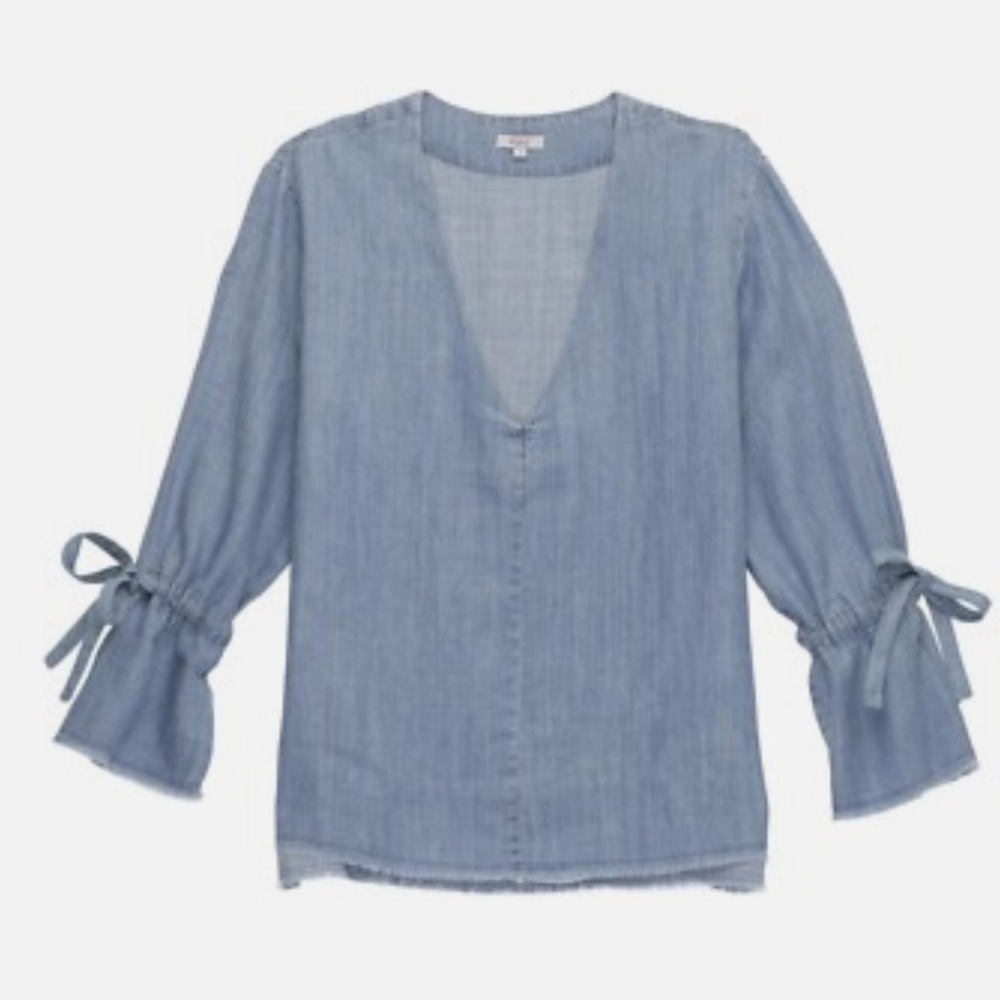 Rails Zimi Light Blue V-Neck Top Vintage Wash Medium